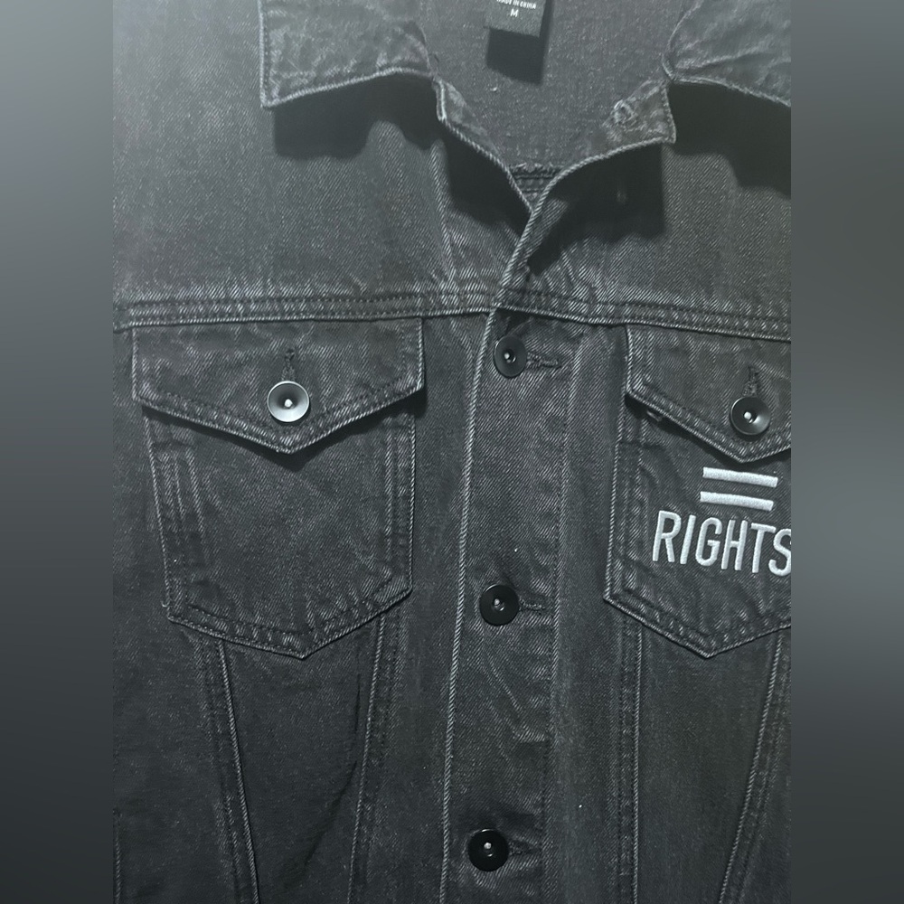 Social Collision Unisex Pride Denim Jacket off black Cotton Size M - Picture 5 of 10